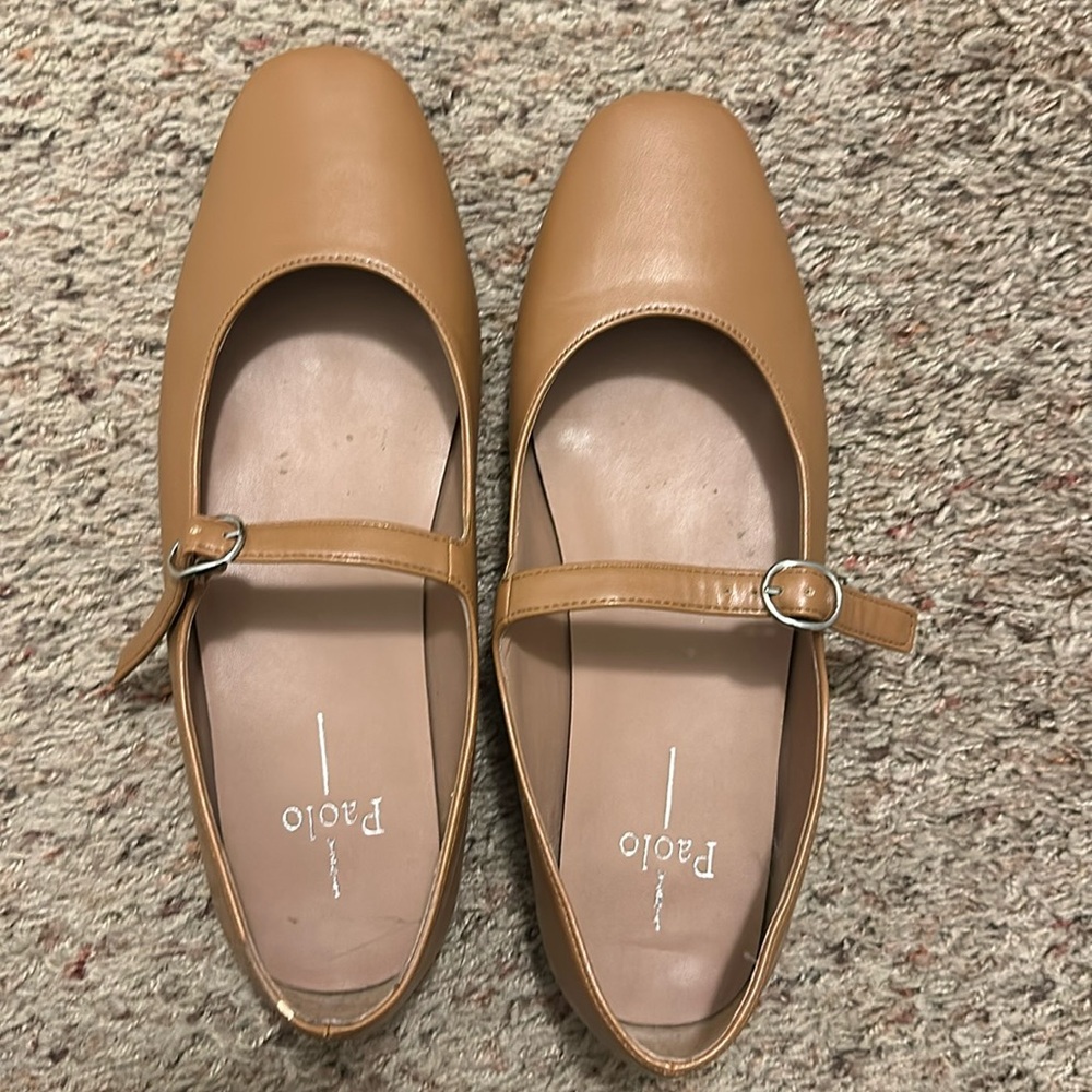 Paolo Linea Tan Mary Jane Flats